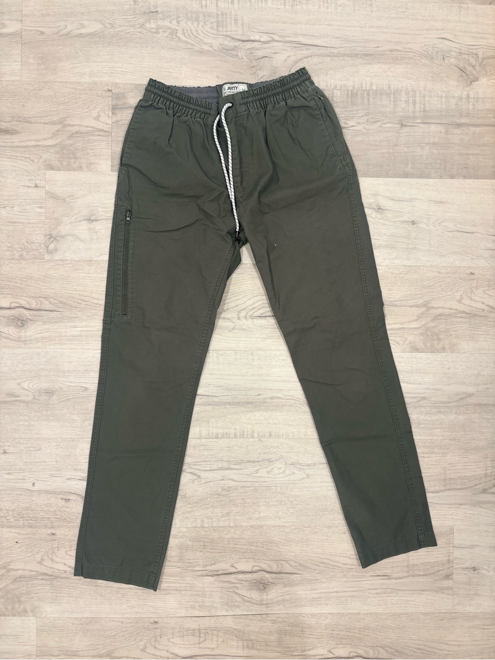 Men's Olive Cargo Jogger Pants with Drawstring Waist